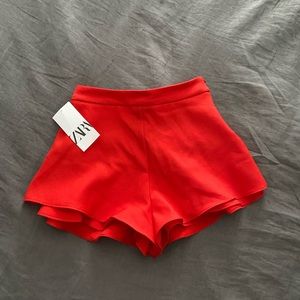 Zara High Waisted Red/Orange Shorts XS - Never Worn